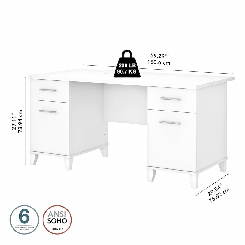 Bush Furniture Somerset 60W Office Computer Desk with Drawers