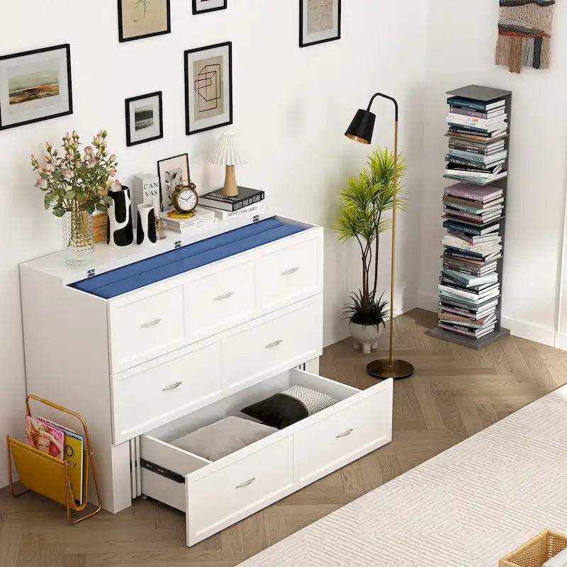 Full Size Bed Cabinet Dresser Bed w/ Drawer Convert into Cube Cabinet