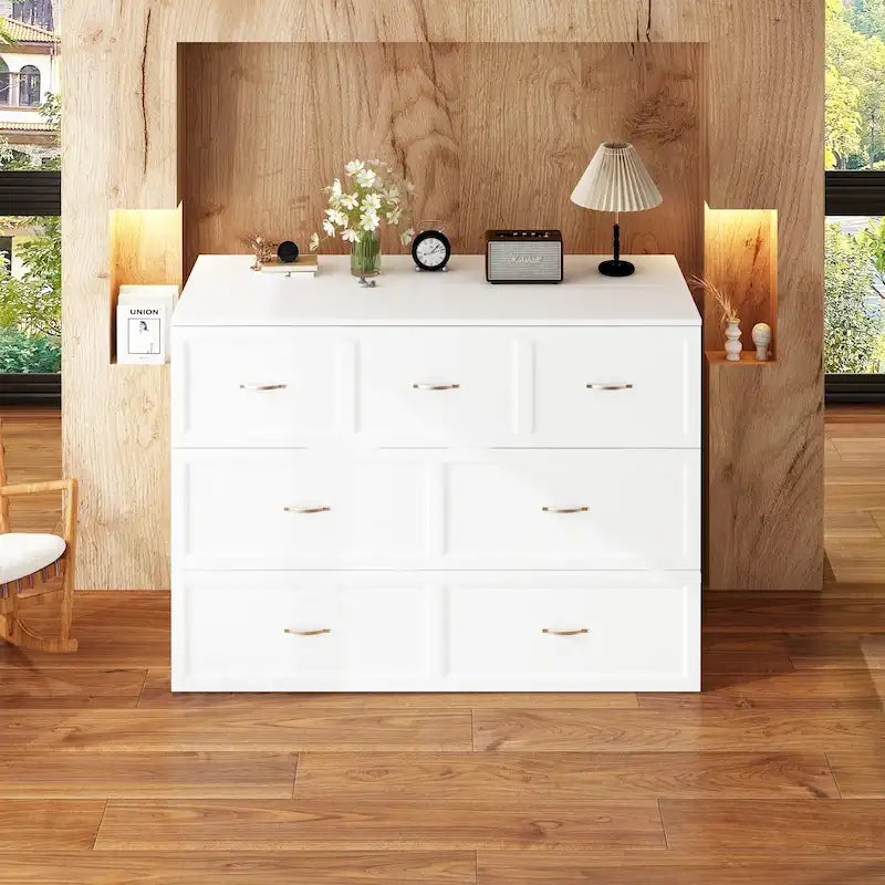 Full Size Bed Cabinet Dresser Bed w/ Drawer Convert into Cube Cabinet