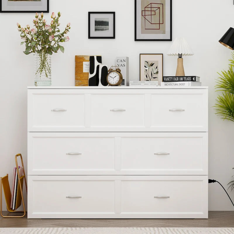 Full Size Bed Cabinet Dresser Bed w/ Drawer Convert into Cube Cabinet