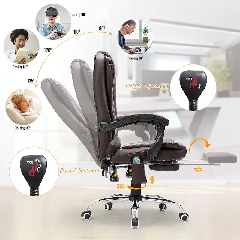 AECOJOY Heated Executive Office Chair w/ Massage &Adjustable Height