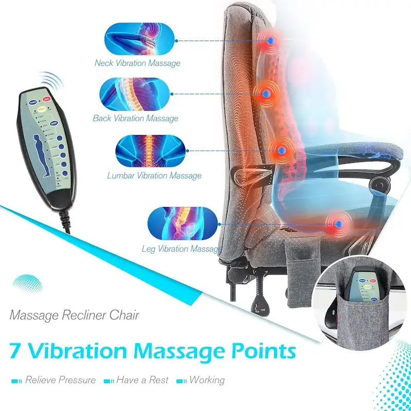 AECOJOY Heated Executive Office Chair w/ Massage &Adjustable Height