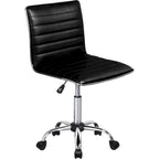 BOSSIN Adjustable Home Office Chair, Mid-Back Armless Ribbed Swivel Task Chair,Vanity Chair for Small Space, Livingroom Make-up