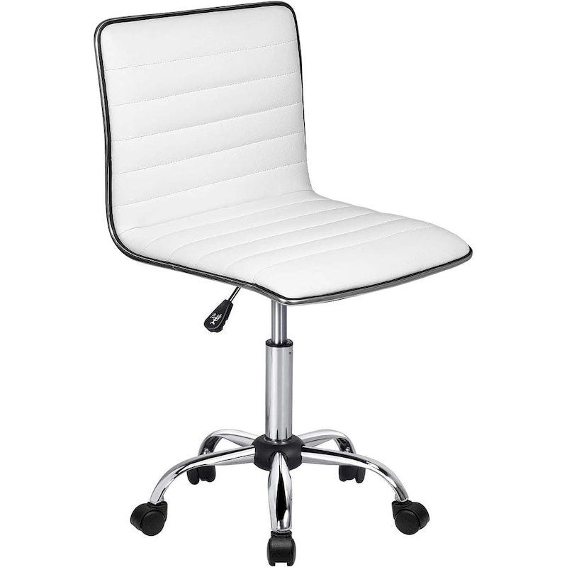 BOSSIN Adjustable Home Office Chair, Mid-Back Armless Ribbed Swivel Task Chair,Vanity Chair for Small Space, Livingroom Make-up