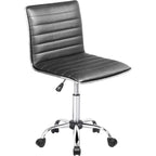 BOSSIN Adjustable Home Office Chair, Mid-Back Armless Ribbed Swivel Task Chair,Vanity Chair for Small Space, Livingroom Make-up
