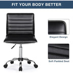 BOSSIN Adjustable Home Office Chair, Mid-Back Armless Ribbed Swivel Task Chair,Vanity Chair for Small Space, Livingroom Make-up