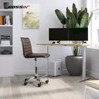 BOSSIN Adjustable Home Office Chair, Mid-Back Armless Ribbed Swivel Task Chair,Vanity Chair for Small Space, Livingroom Make-up