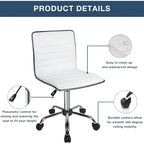 BOSSIN Adjustable Home Office Chair, Mid-Back Armless Ribbed Swivel Task Chair,Vanity Chair for Small Space, Livingroom Make-up