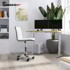 BOSSIN Adjustable Home Office Chair, Mid-Back Armless Ribbed Swivel Task Chair,Vanity Chair for Small Space, Livingroom Make-up