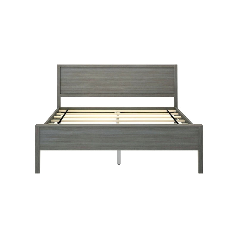 Plank and Beam Queen-Size Bed with Panel Headboard