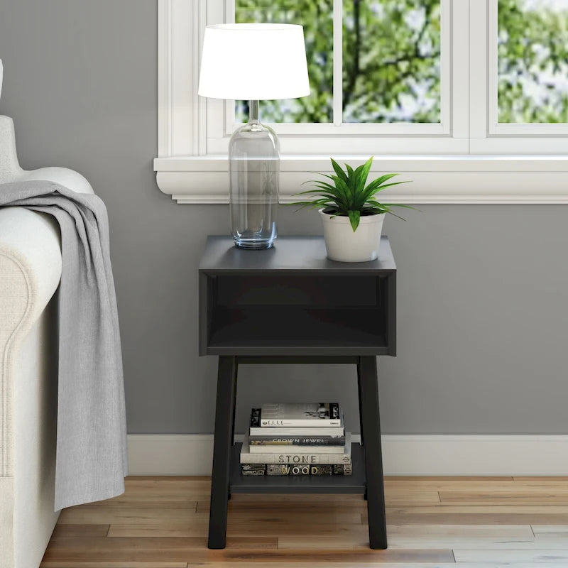 Plank and Beam Mid-Century Modern Cubby Nightstand