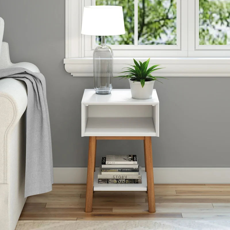 Plank and Beam Mid-Century Modern Cubby Nightstand