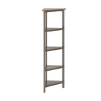 Edenton Tall Wood Corner Bookcase with 4 Shelves, Washed Grey