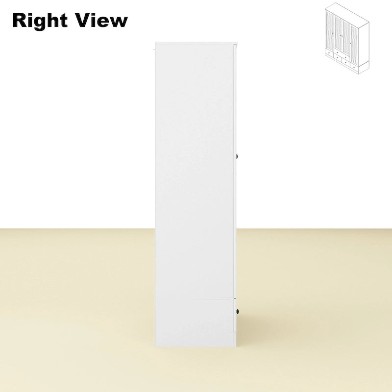 Wardrobe Armoire Closet 59W Large Freestanding Wardrobe Cabinet White