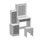 Timechee Makeup Vanity Set with Sliding Lighted Mirror Dressing Table - 33L x 15.7W x 52.4H