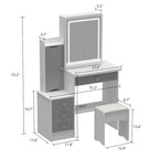 Timechee Makeup Vanity Set with Sliding Lighted Mirror Dressing Table - 33L x 15.7W x 52.4H