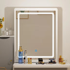 Timechee Makeup Vanity Set with Sliding Lighted Mirror Dressing Table - 33L x 15.7W x 52.4H