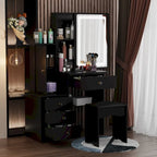 Timechee Makeup Vanity Set with Sliding Lighted Mirror Dressing Table - 33L x 15.7W x 52.4H