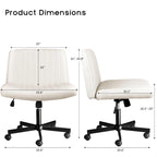 Bossin Criss Cross Chair Armless Office Desk Chair with Wheels,Fabric Padded Cross Legged Chair, Swivel Wide Seat Vanity Chair