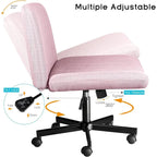 Bossin Criss Cross Chair Armless Office Desk Chair with Wheels,Fabric Padded Cross Legged Chair, Swivel Wide Seat Vanity Chair