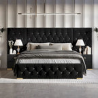 CraftPorch Luxurious Velvet Tufted Platform Bed with Wall Panels