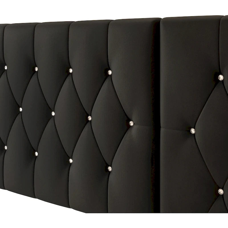 CraftPorch Luxurious Velvet Tufted Platform Bed with Wall Panels