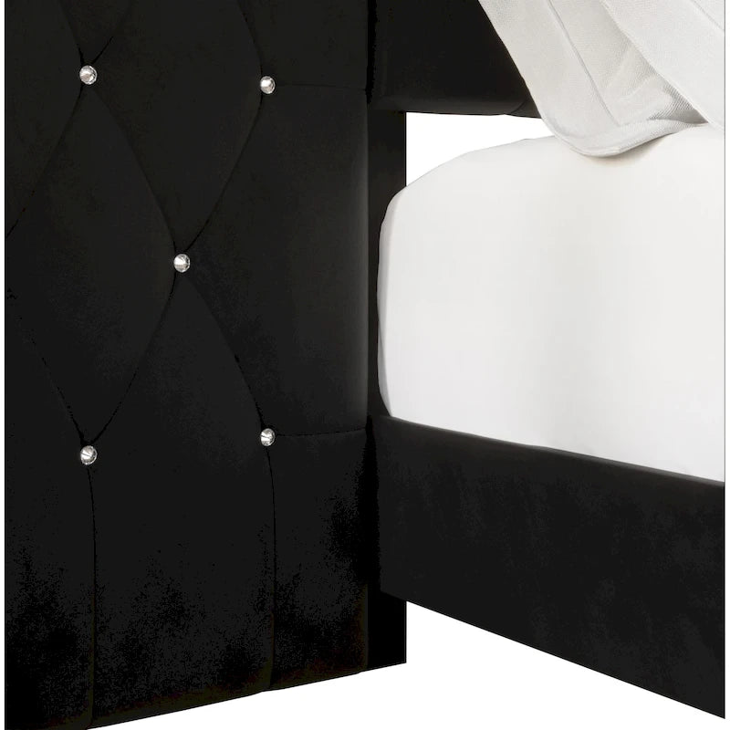 CraftPorch Luxurious Velvet Tufted Platform Bed with Wall Panels
