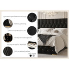 CraftPorch Luxurious Velvet Tufted Platform Bed with Wall Panels