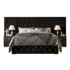 CraftPorch Luxurious Velvet Tufted Platform Bed with Wall Panels