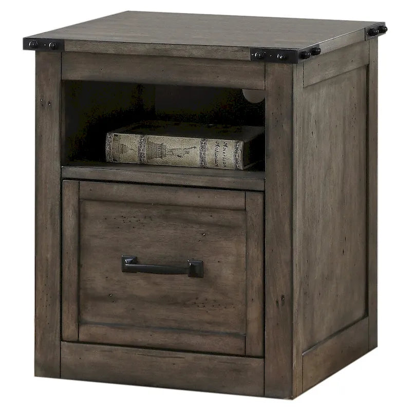 One Drawer File Cabinet – Smoked Grey, Farmhouse-Industrial, No Assembly