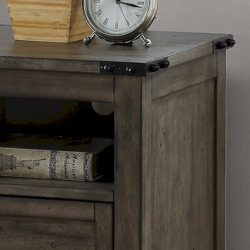One Drawer File Cabinet – Smoked Grey, Farmhouse-Industrial, No Assembly