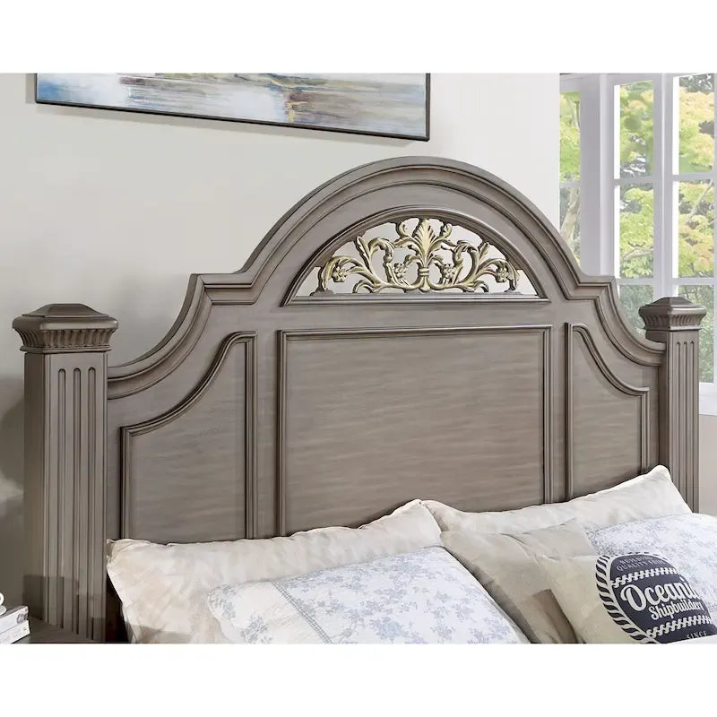 Vame Traditional Grey Wood 5-Piece Poster Bedroom Set by Furniture of America