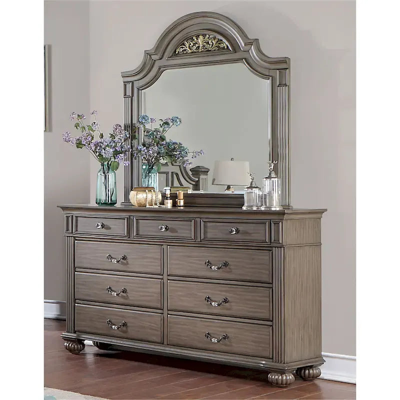 Vame Traditional Grey Wood 5-Piece Poster Bedroom Set by Furniture of America