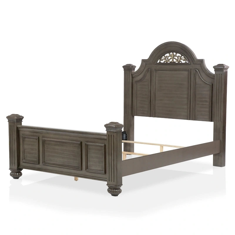 Vame Traditional Grey Wood 5-Piece Poster Bedroom Set by Furniture of America