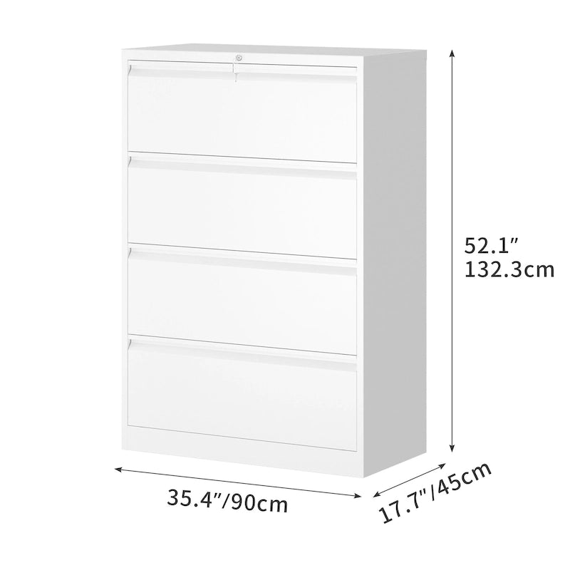 35W 2/3/4-drawer Lateral Locking Steel File Cabinet for A4, Legal, Letter
