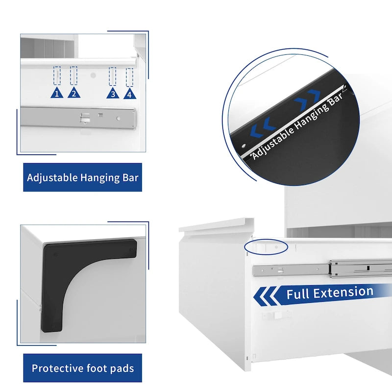 35W 2/3/4-drawer Lateral Locking Steel File Cabinet for A4, Legal, Letter