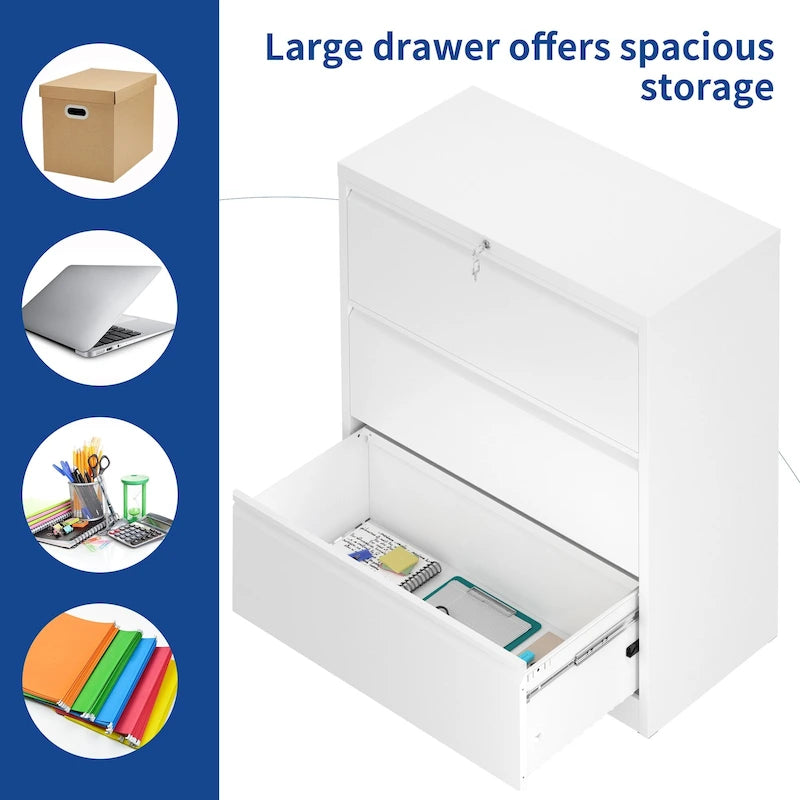 35W 2/3/4-drawer Lateral Locking Steel File Cabinet for A4, Legal, Letter
