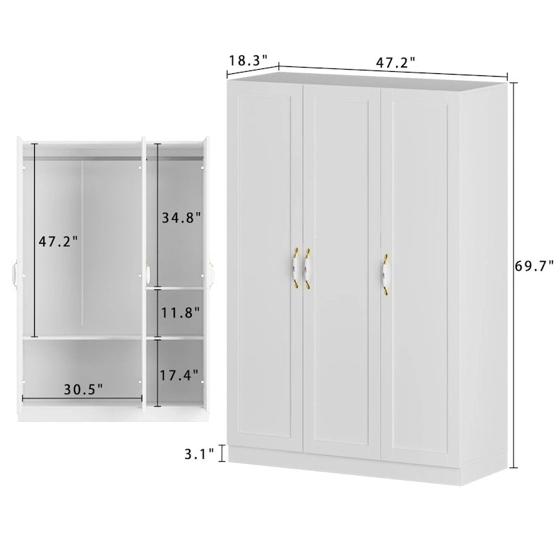 47.2W Contemporary Modern Freestanding Wardrobe Armoire Closet