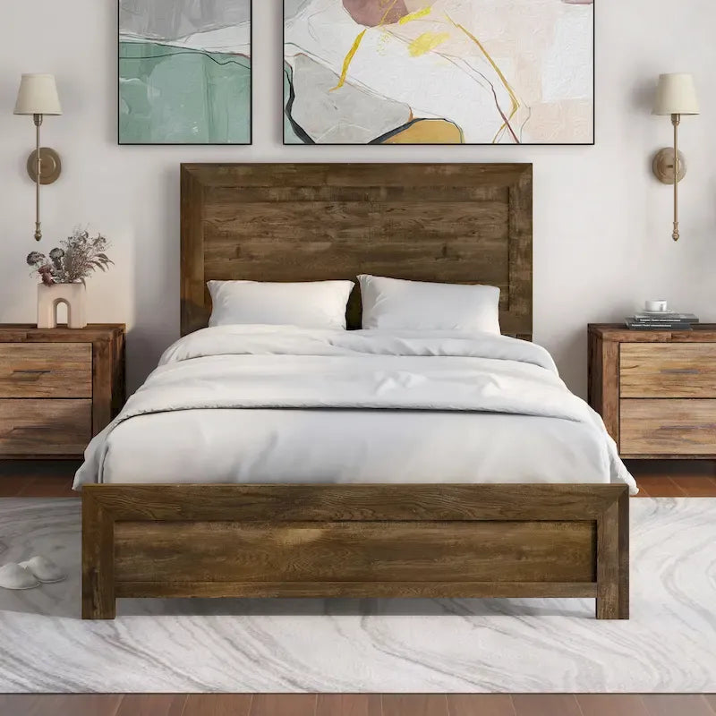 Furniture of America Greer Rustic Walnut Panel Wood Bed