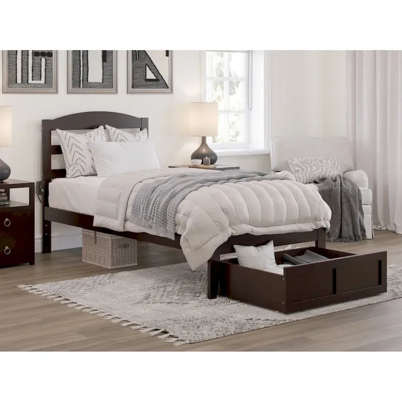 AFI Warren Platform Bed with Foot Drawer and Charging Station