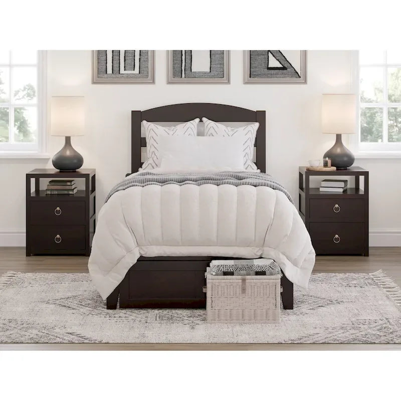 AFI Warren Platform Bed with Foot Drawer and Charging Station