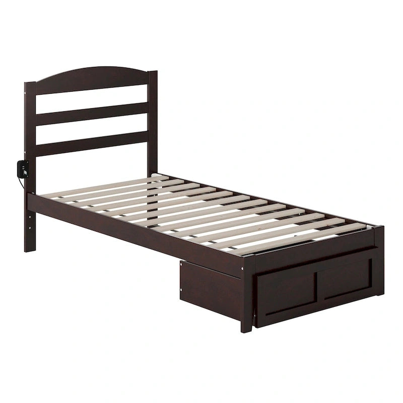 AFI Warren Platform Bed with Foot Drawer and Charging Station