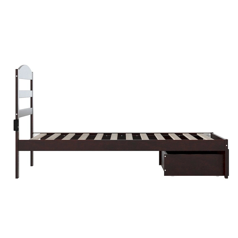 AFI Warren Platform Bed with Foot Drawer and Charging Station