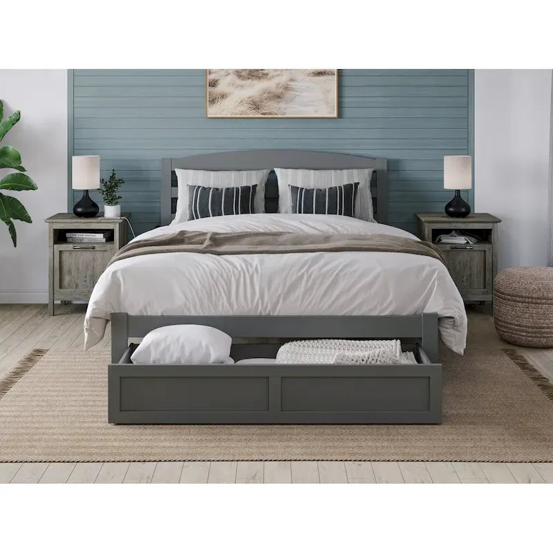 AFI Warren Platform Bed with Foot Drawer and Charging Station