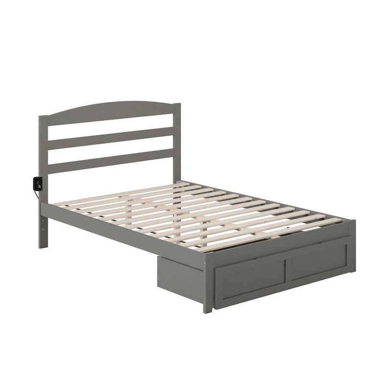 AFI Warren Platform Bed with Foot Drawer and Charging Station
