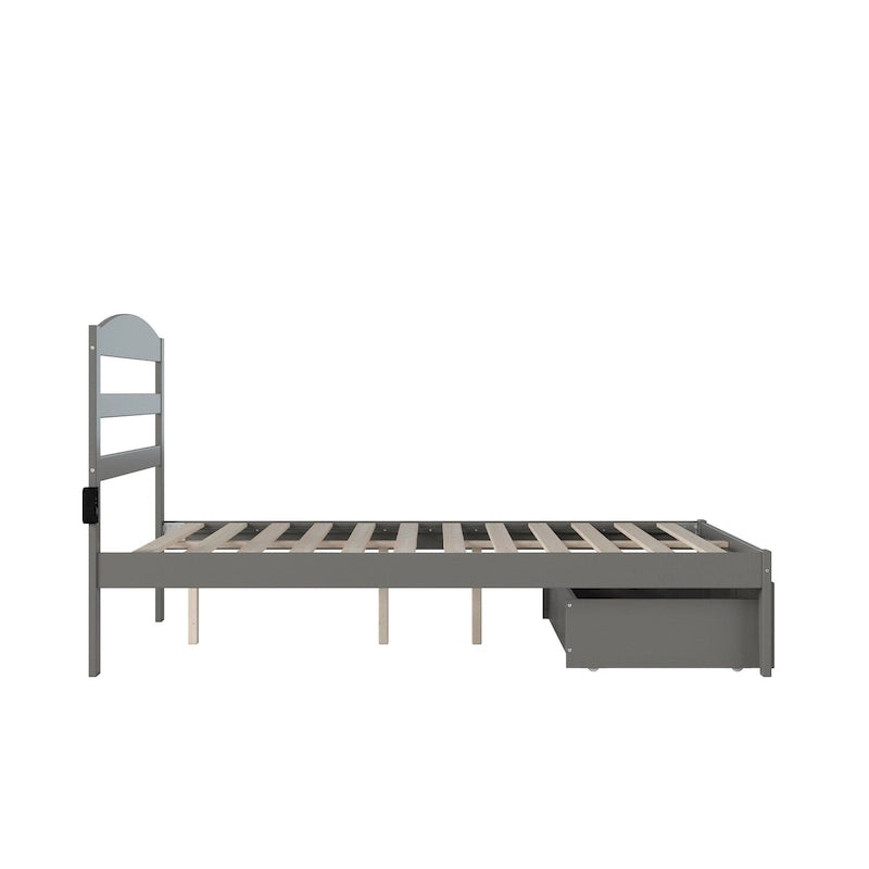 AFI Warren Platform Bed with Foot Drawer and Charging Station