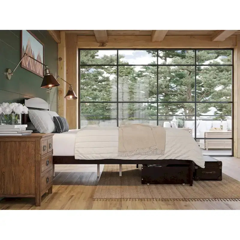 AFI Warren Platform Bed with Foot Drawer and Charging Station