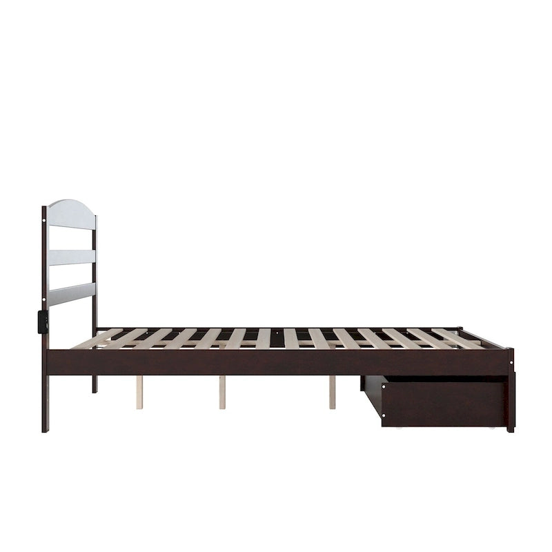 AFI Warren Platform Bed with Foot Drawer and Charging Station
