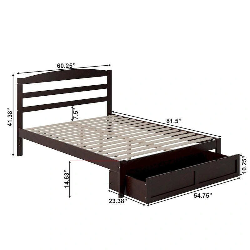 AFI Warren Platform Bed with Foot Drawer and Charging Station