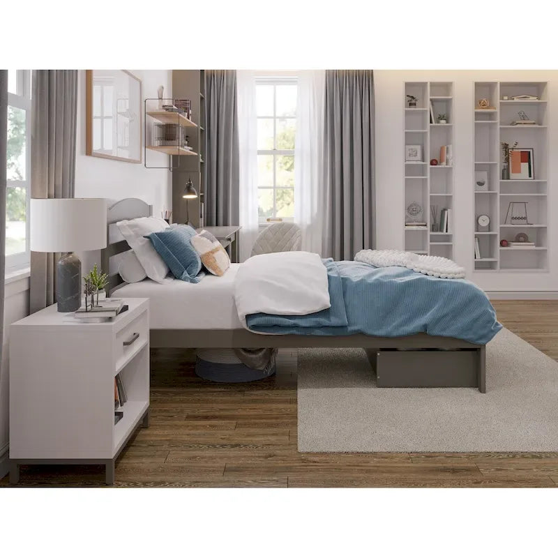 AFI Warren Platform Bed with Foot Drawer and Charging Station
